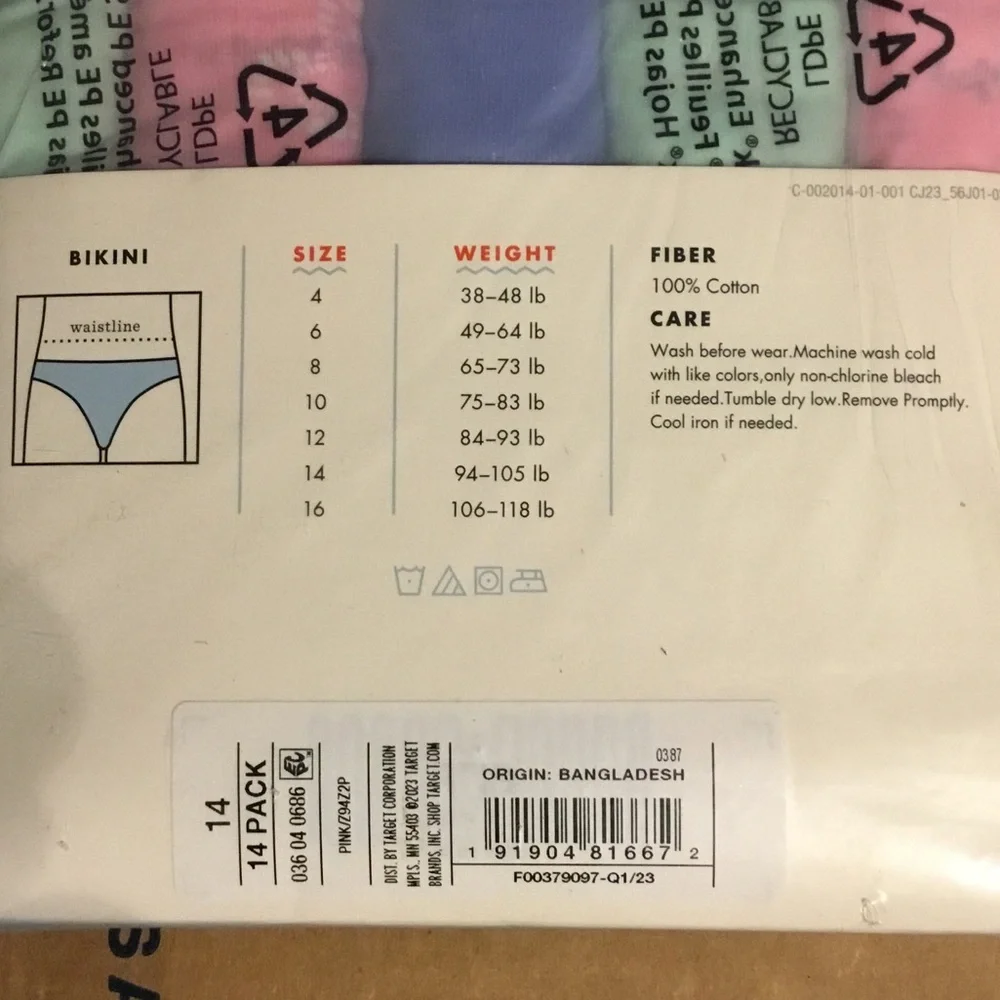 Cat & Jack 14-Pack Girls' Bikinis - Pastel Multi